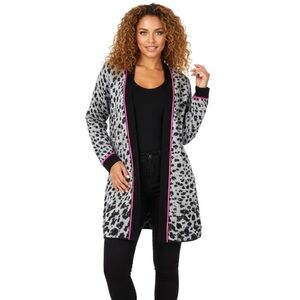 NIC+ZOE Animal Print Multitasker Open Front Cardigan Sweater Women’s Size Small